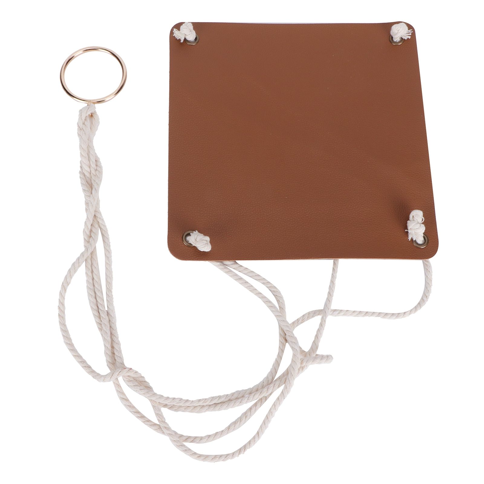 Plant Hanger PU Leather Square Base Cotton Rope Flower Pot Succulent Hanging Holder Garden DecorBrown 20cm — image 6