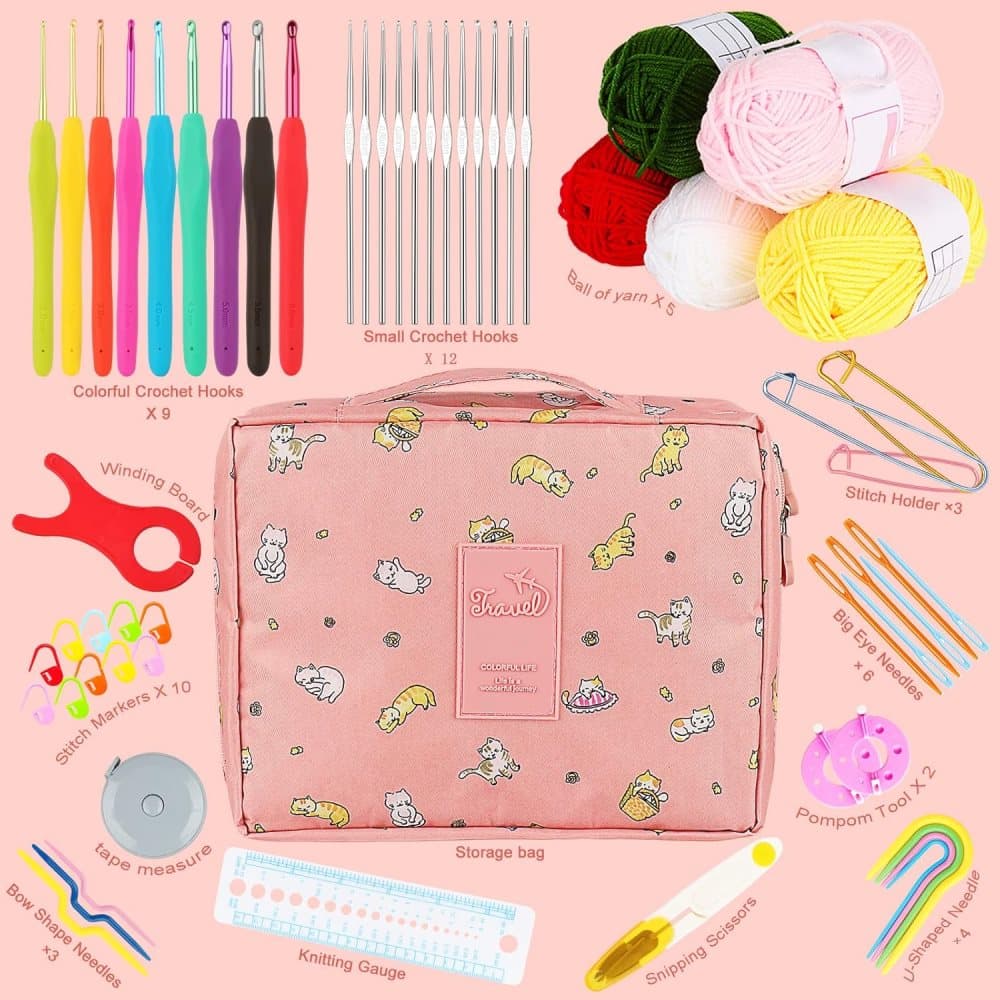 58-piece crochet hook set with ergonomic handles and yarn, includes crochet bag, 12cm — image 2