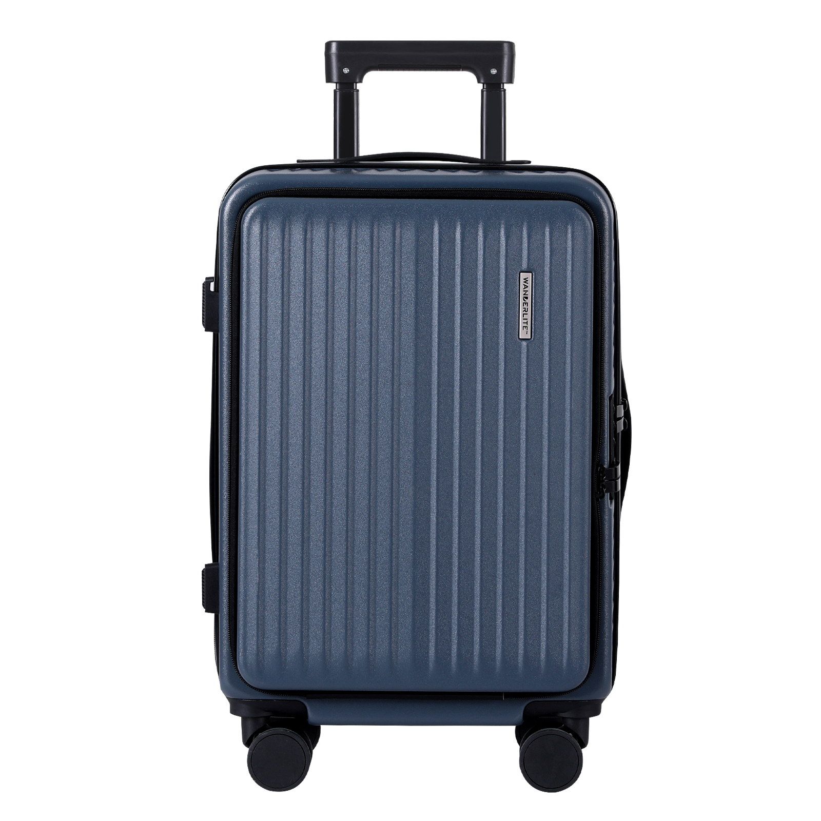 Wanderlite 20" Luggage Suitcase Front Pocket Travel Carry On Dual TSA Navy β image 3