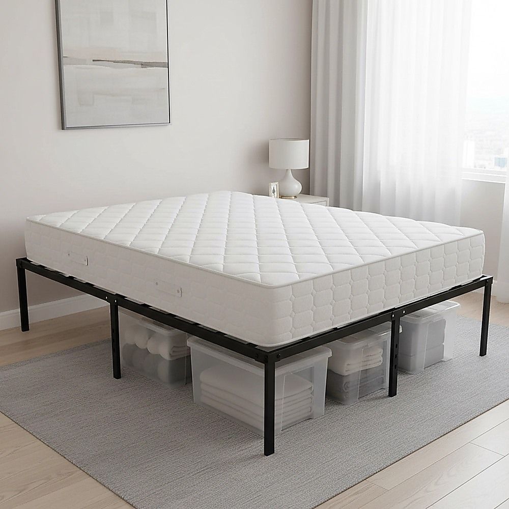 Queen Metal Bed Frame 45cm High Full Steel Base Platform For Stable Bedroom Support โ image 2