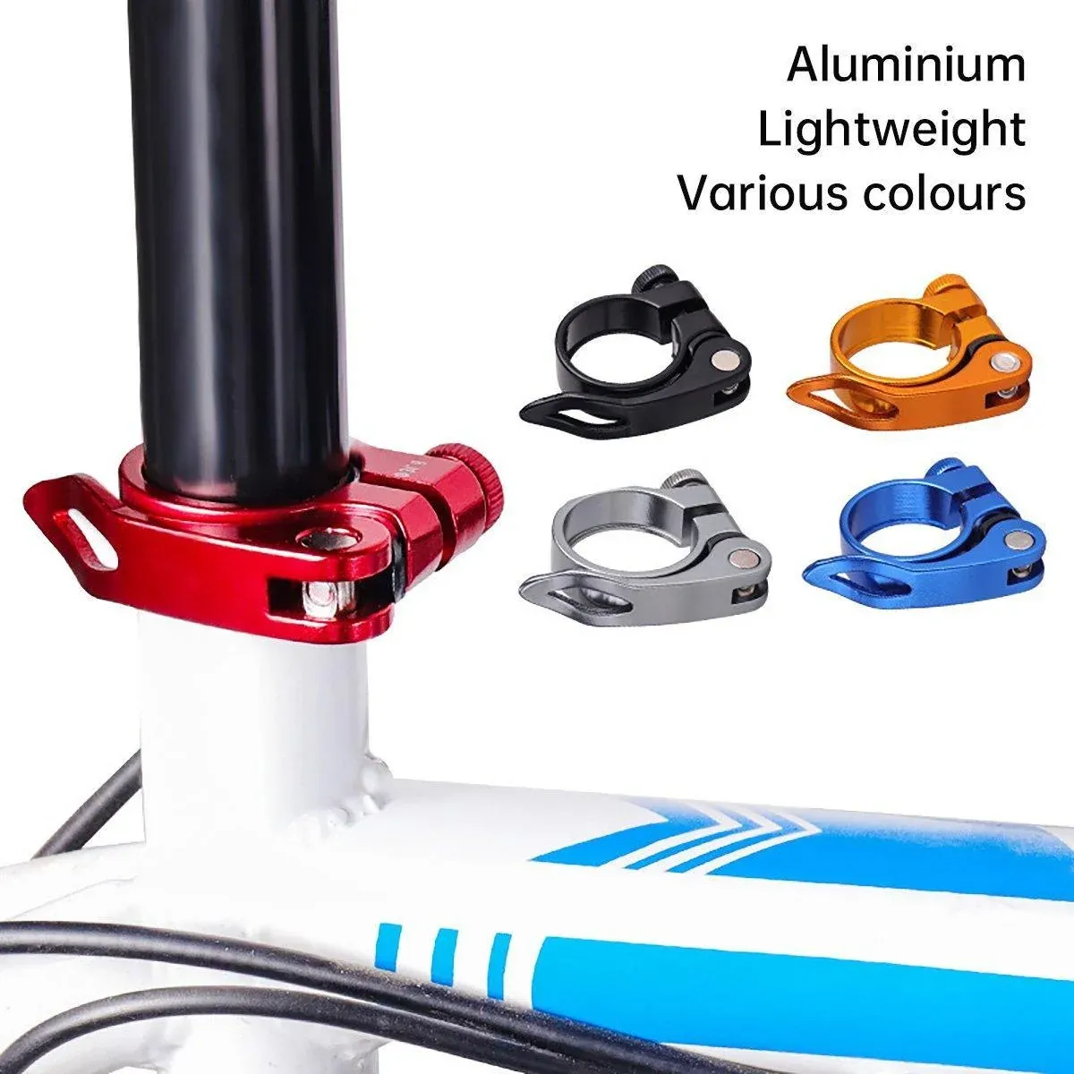 Quick Release Bicycle Seat Tube Clamp Multi Color Lever Lock Cycling Accessories - Silver-3-1 โ image 6