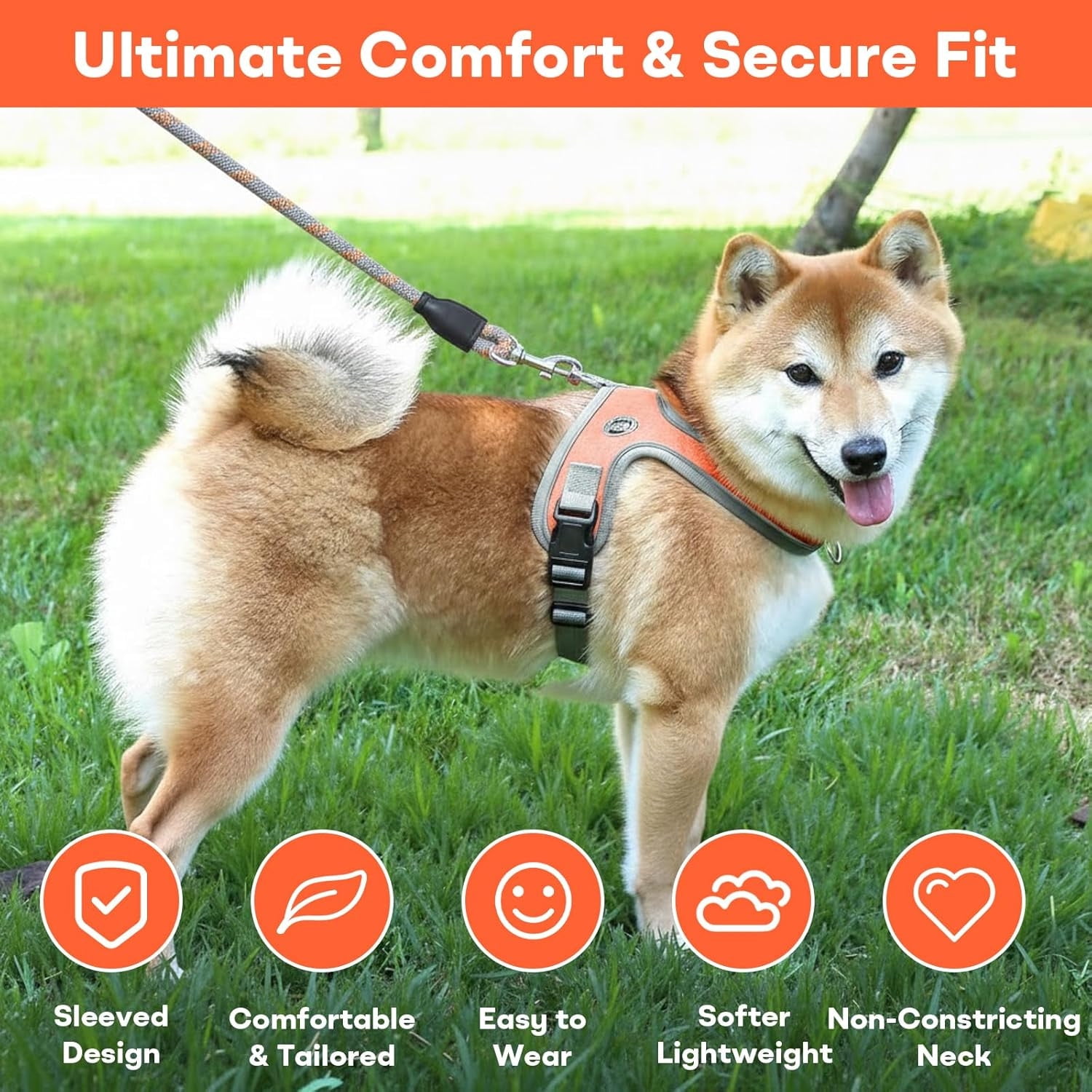 Dog Harness and Leash, No Pull Saddle Style Pet Harness, Breathable Mesh Adjustable Reflective Dog Vest, Dog Leash, for Dogs and Cat Medium Small Harness — image 3