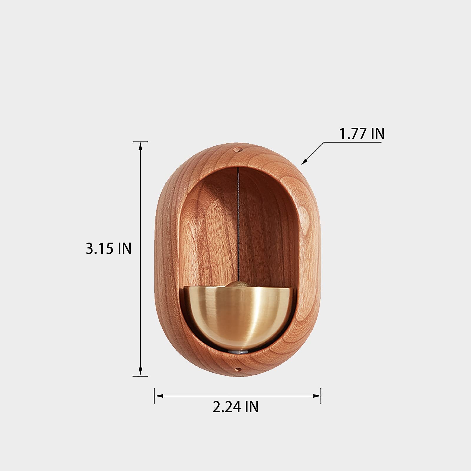 1 Piece Vintage Wooden Door Bell with Copper Chime and Magnetic Mount for Entryways and Bedrooms, Dark Wood Oval Design — image 6
