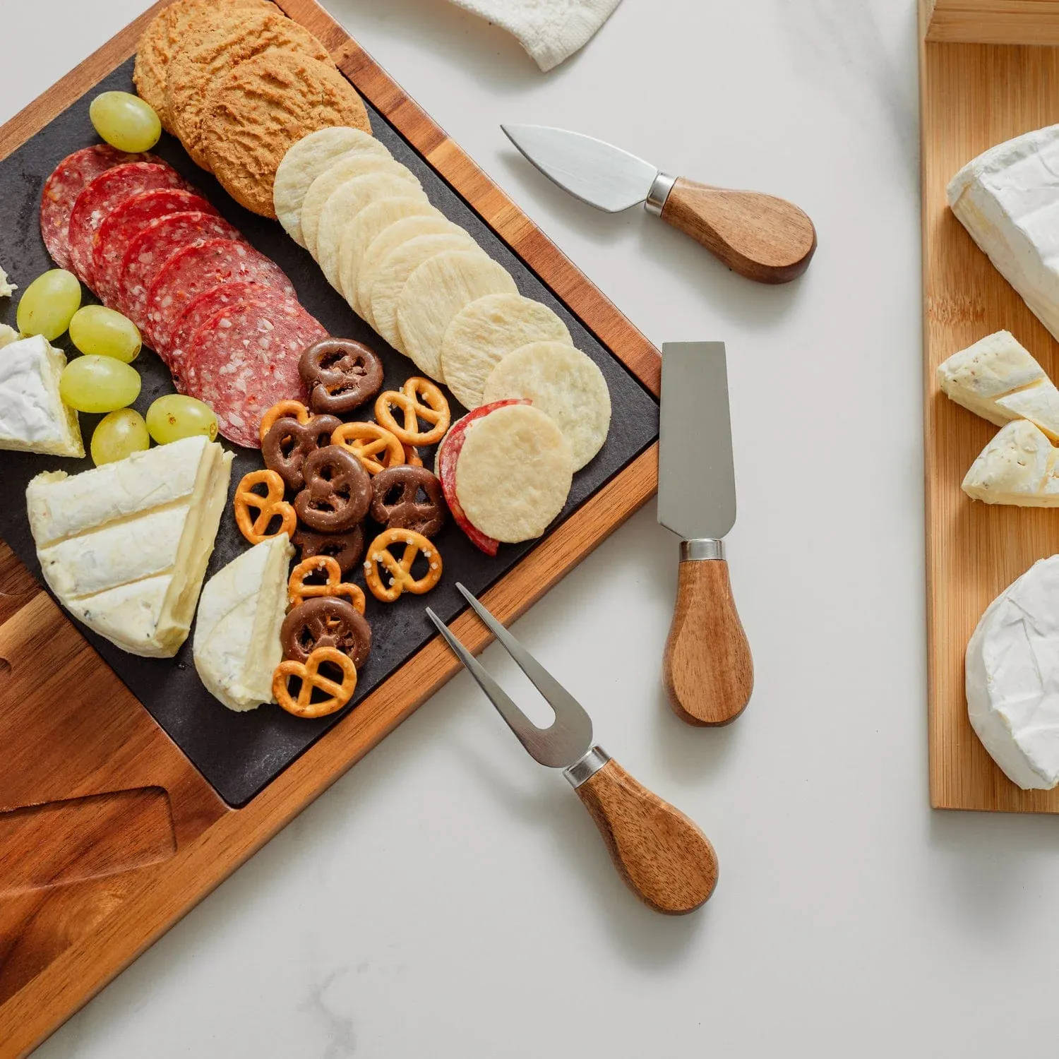 4 Pcs Clevinger Acacia Wood & Slate Cheese Board With Knife Set โ image 5