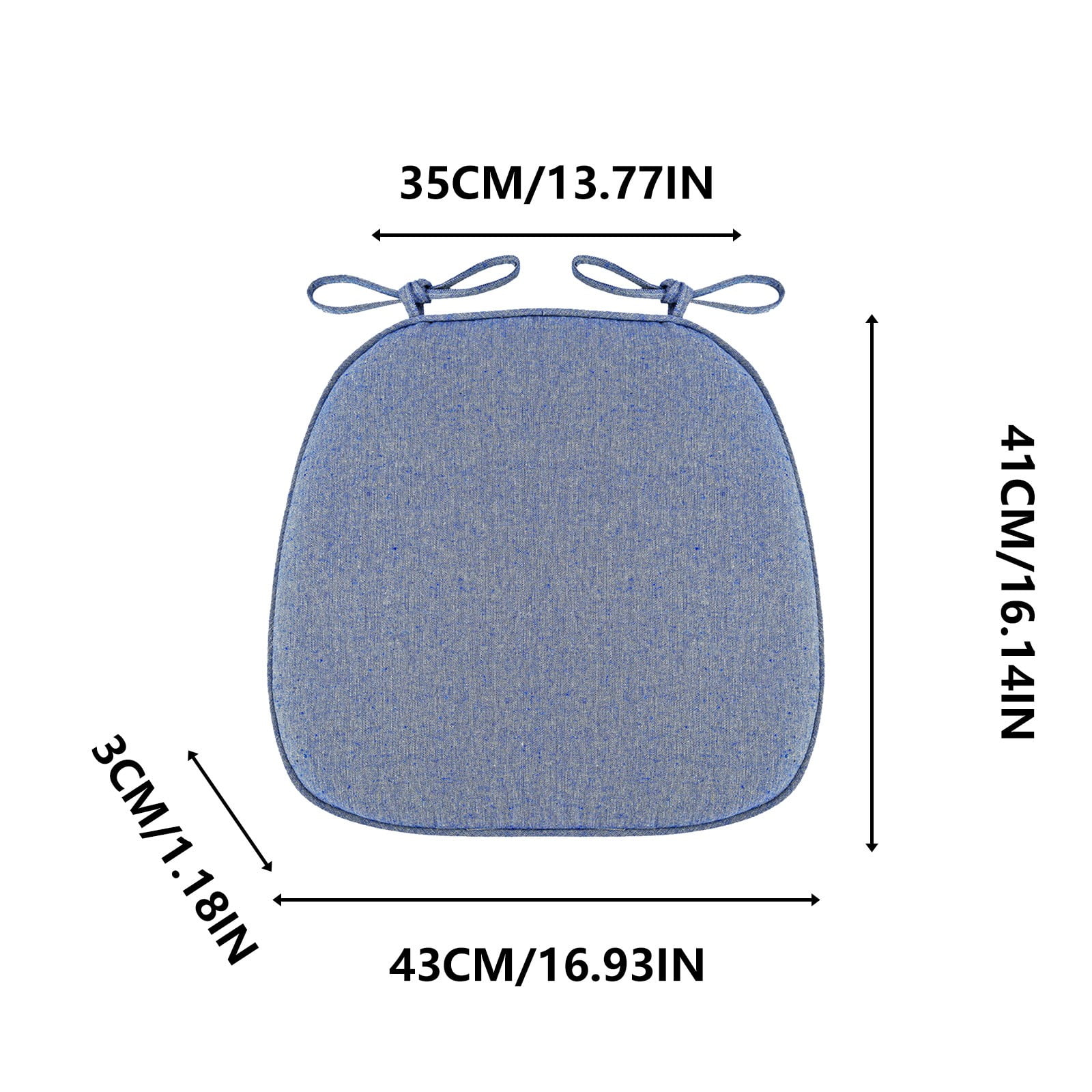 Chair Cushion with Ties for Dining Chairs, 16 × 17" Memories Foam Non-slip Chair Pad with Machines Washable Cover and Zipper, Detachable Cushion for Kithchen — image 2