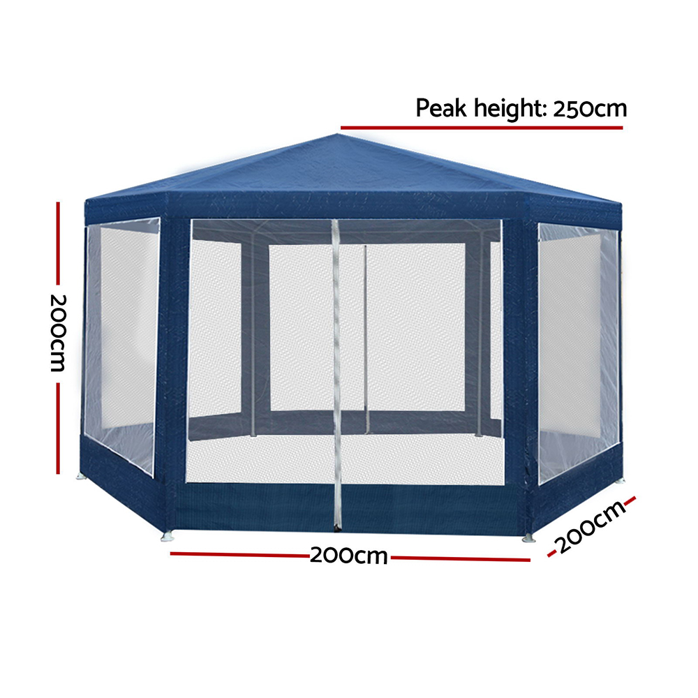 Instahut Gazebo?2x2m Marquee Wedding Party Tent Outdoor Camping Mesh Wall Canopy Shade Gazebos Navy — image 2