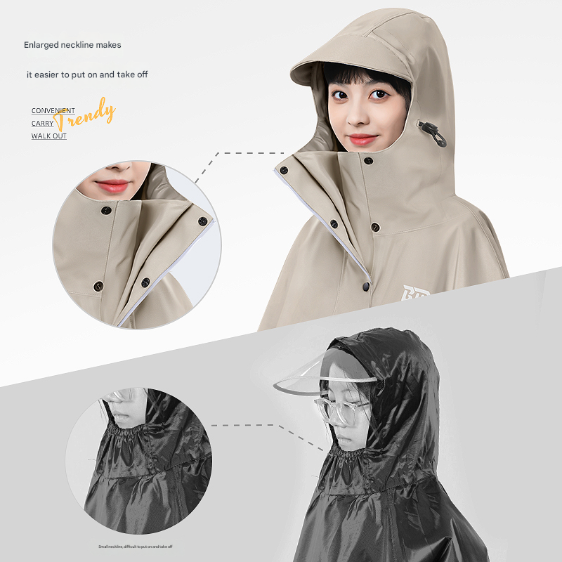 Black Long Full-Body Waterproof Raincoat for Electric Scooters & Motorcycles - Men's and Women's Riding Poncho with Adjustable Hood and Sleeve — image 3
