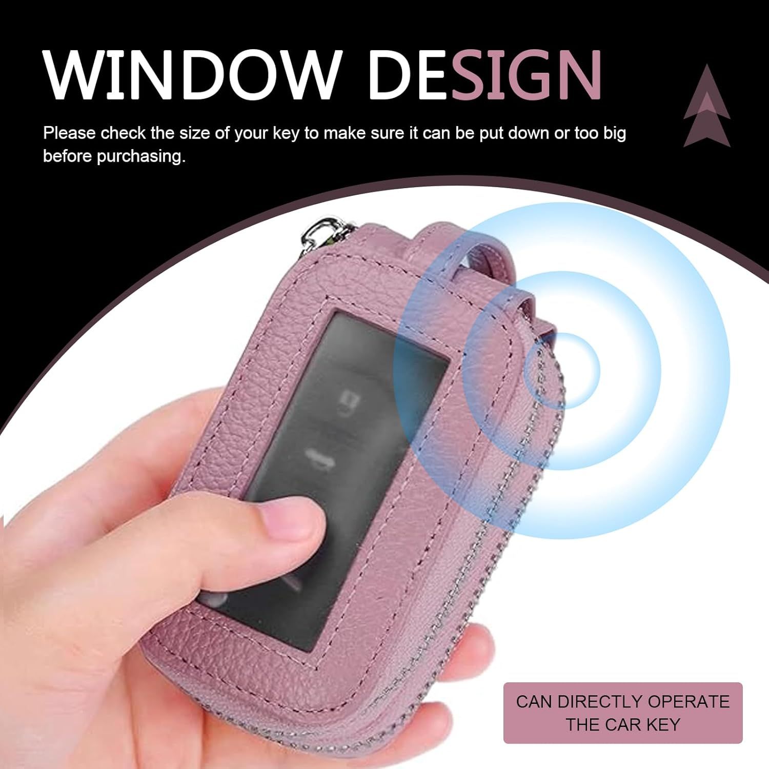 Car Key Fob Case, Double-layer Remote Key Storage Bag with Zipper Closure and Lanyard, for Men Women (Pink) — image 6