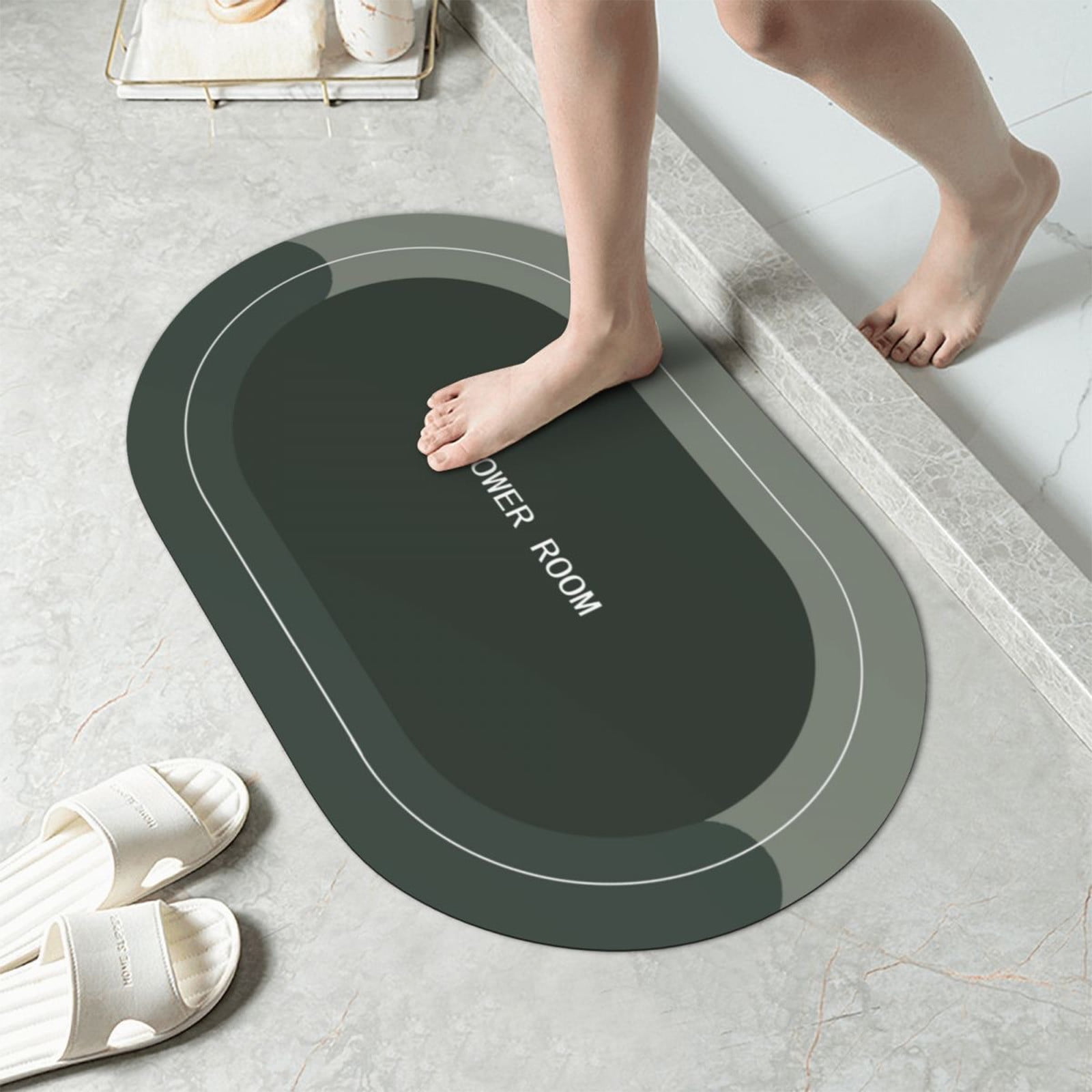 Oval Bathroom Rugs, Extra Soft Absorbent Bath Mat, 15.7"x23.6" Quicker Dry Washable Bath Mats for Bathroom, Tub and Shower, Non-Slip Bathroom Rug Black — image 4