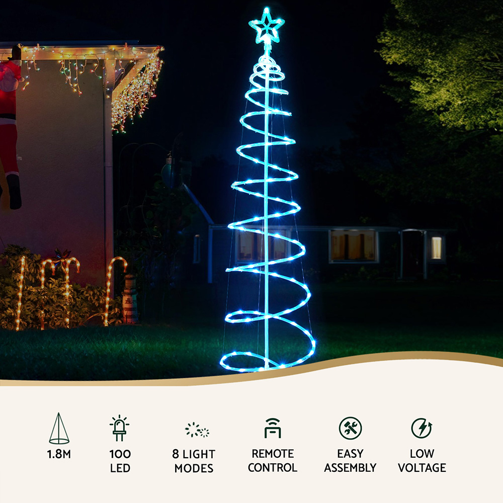Jingle Jollys Christmas Tree 1.8m 100 RGB LED Rope Lights Xmas Trees Decoration — image 4