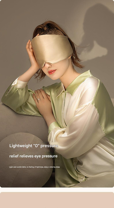 Champagne Luxury 19 Momme Mulberry Silk Sleep Mask - Total Blackout Comfort, Wide Design & Adjustable Strap — image 4