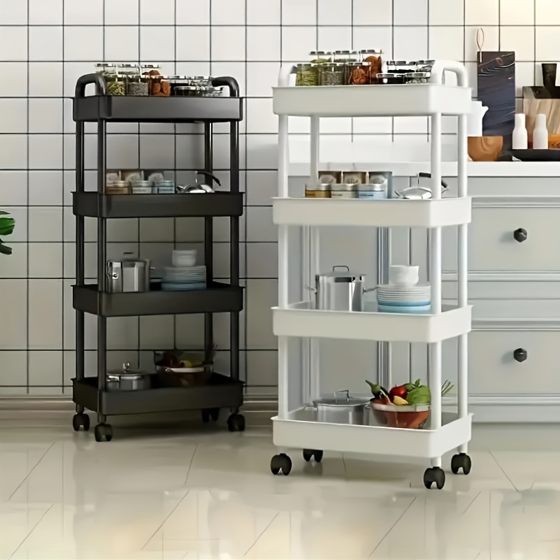Four-Tier Rolling Cosmetics Storage Rack - Made of durable plastic, equipped with 360-degree swivel casters, strong load-bearing capacity - Suitable for — image 2