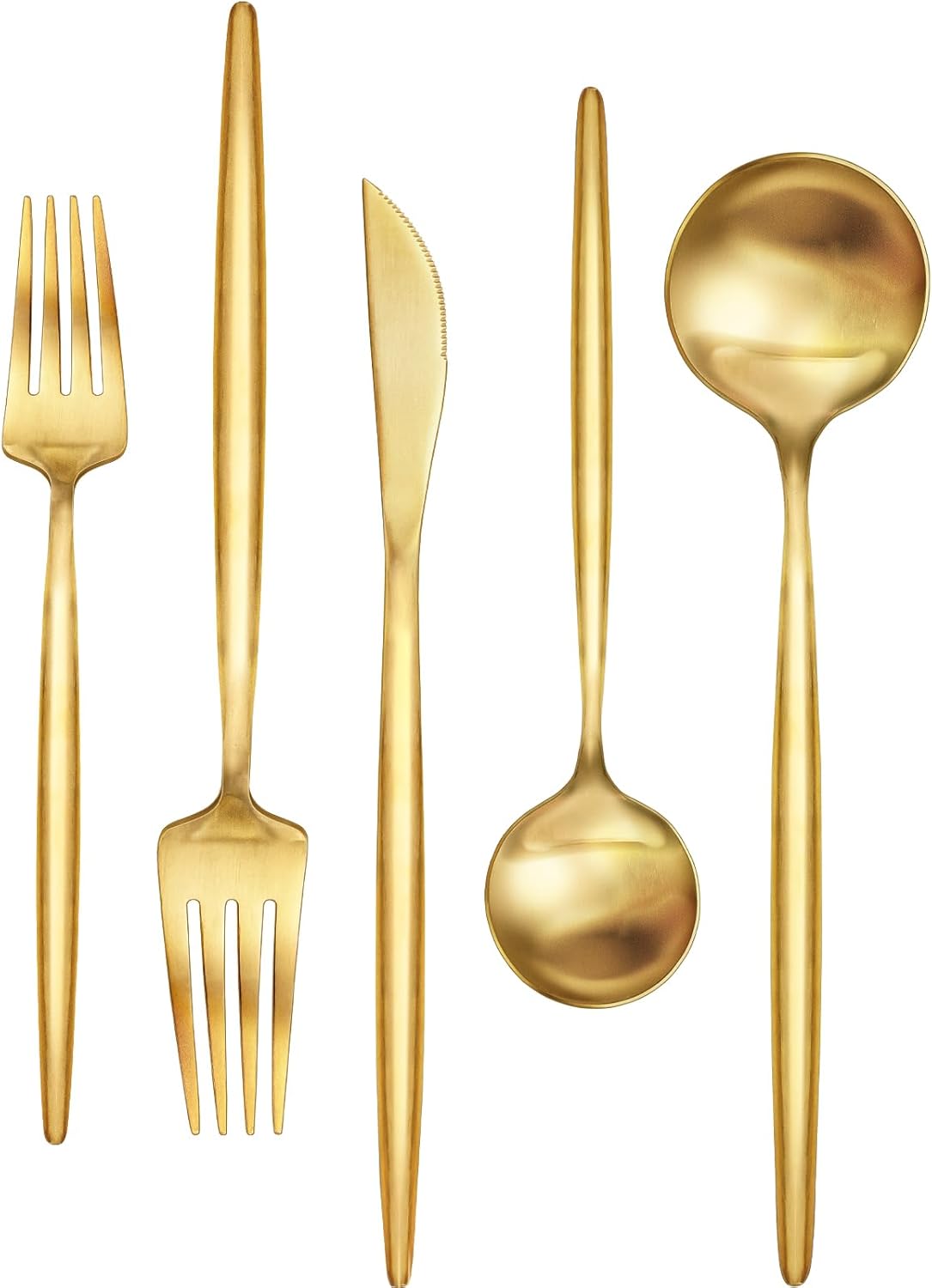 30-Piece Gold Silverware Set, Flatware Set for 6, Food-Grade Stainless Steel Cutlery Set, Includes Spoons Forks Knives, Kitchen Cutlery for Home Office