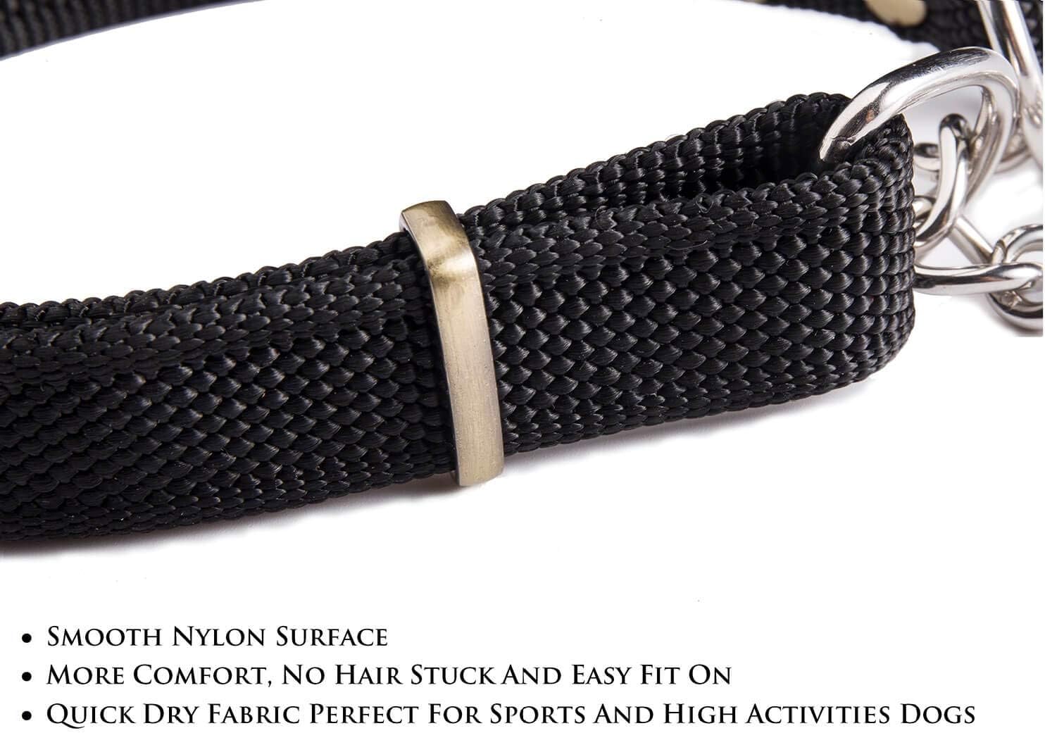 Stainless Steel Nylon Chain Martingale Collar Comfort Heavy Duty Large Dog Collar Escape Perfect for Training Walking Running and High Activities 250lb Pull — image 3