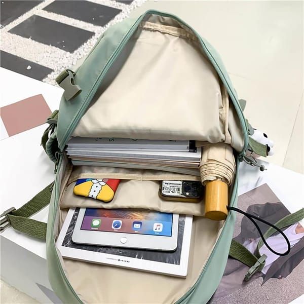 K‑Style Kids Backpack with Cute Accessories, 43×31cm Large Capacity School Backpack, Blue Casual Daypack for Children & Teenagers — image 5
