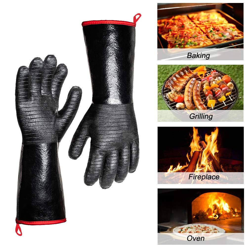 Extreme Heat Resistant Gloves for Grill BBQ, Waterproof Long Sleeve Pit Grill Gloves for Fryer, Baking, Oven,Smoker(14-Inch ) — image 2