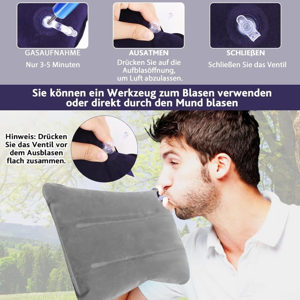 2-Pack Inflatable Travel Pillow, Compact Headrest Pillow for Camping and Travel, Portable, SZ3 — image 3