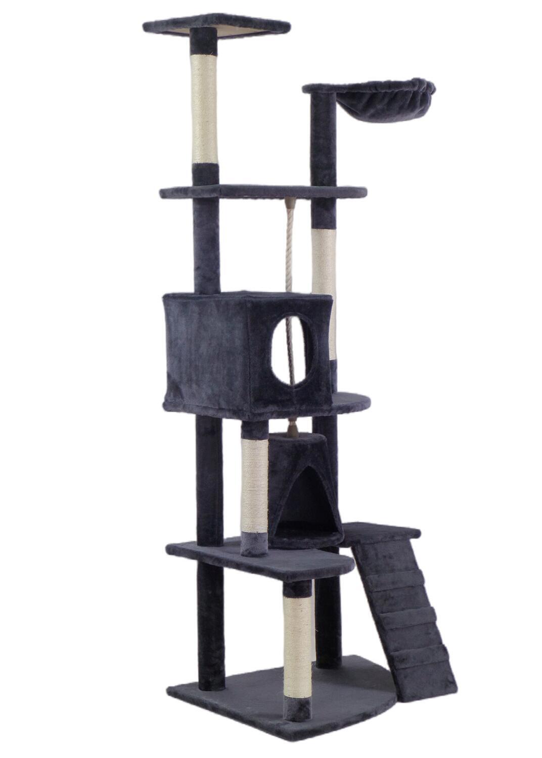 YES4PETS 193cm Cat Scratching Tree Post Sisal Pole Scratching Post Scratcher Tower Condo Grey โ image 3