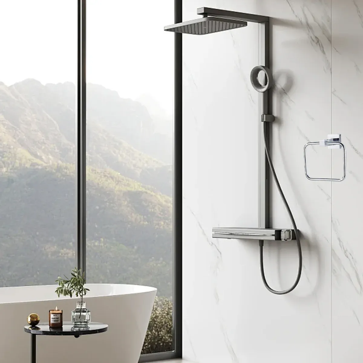 Bathroom Towel Rack and Towel Rod Hanger Wall Mounted for Bathroom Organizer — image 6