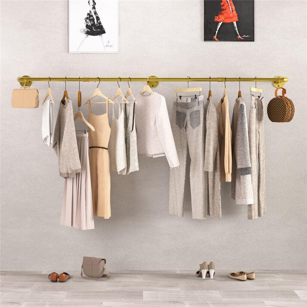Vintage Iron Clothes Rail Gold Wall Mounted Garment Rack — image 5