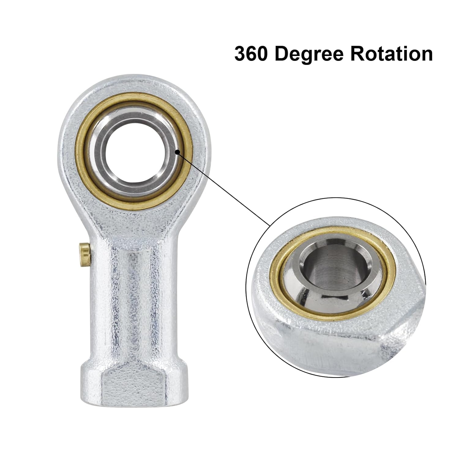 Biaungdo 2 Pcs 304 Stainless Steel PHSB6 Rod End Bearing, 3/8 × 3/8-24 Female Right Hand Heim Joint Rod End Bearing with Jam Nut — image 3