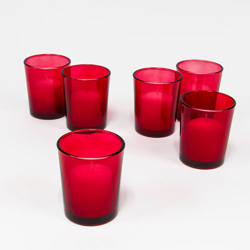 40 Pack Red Glass Votive Tealight Candle Holders House Party Centerpiece Xmas Wedding Decor Glass Candlestick Party Decorations Bridal Valentines Event — image 3
