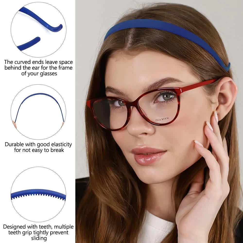 Headbands for Glasses Wearers 10Pcs, Sunglasses Headband for Women Girls, No Headache Headband Flex, Comfortable Headbands Non-slip, Square Headband, Matte — image 3
