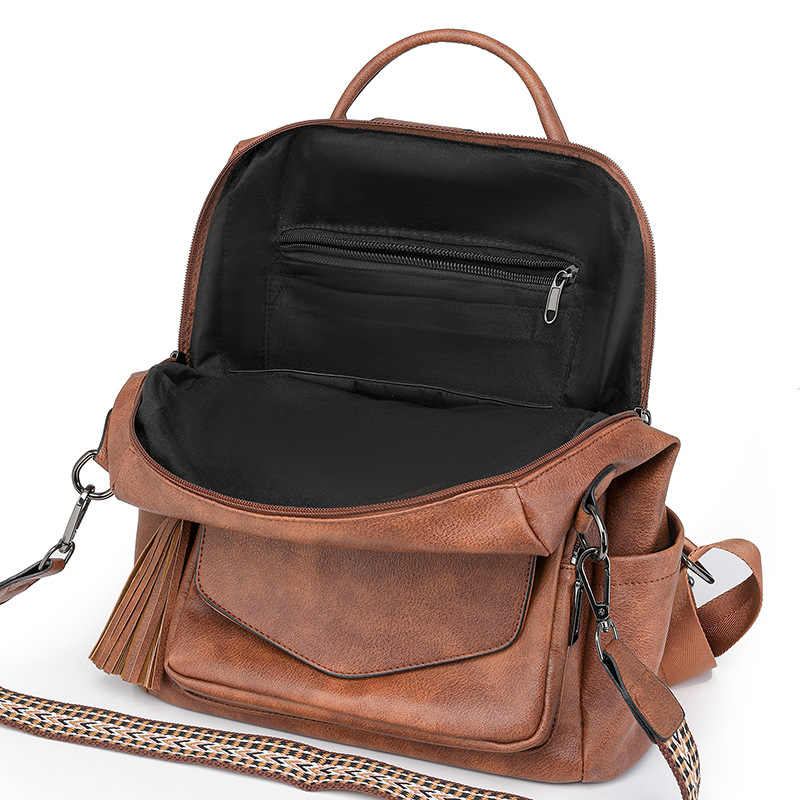 Purple Fashionable Women's Backpack Set - With Coin Purse and Tassels — image 2