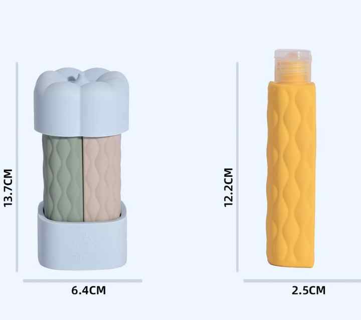 Brown Combination Travel Silicone Refillable Bottles Set - 4-in-1 Portable Containers for Shampoo and Shower Gel, TPR+PE Material, Compact and Leak-Proof โ image 2