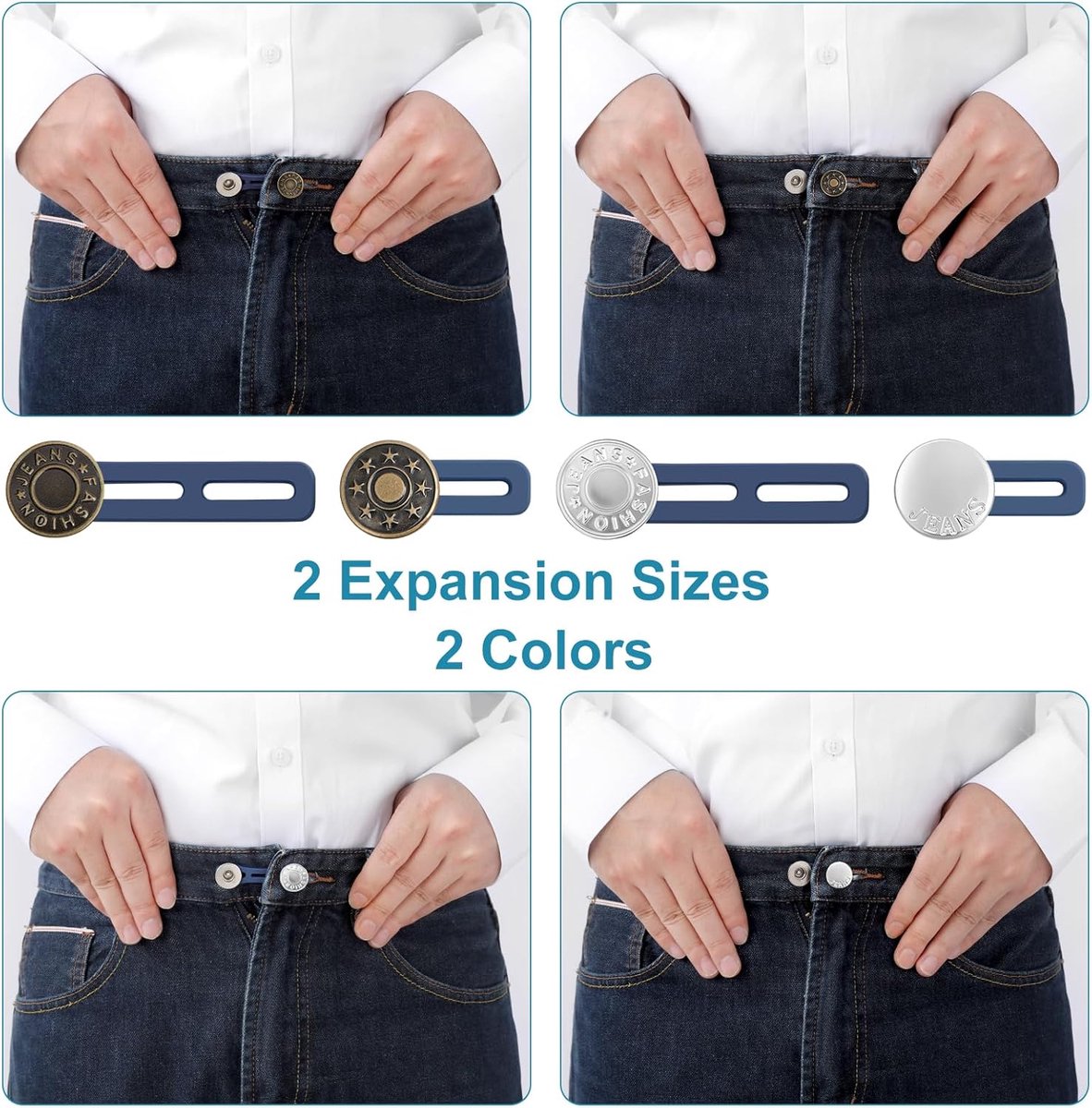pieces jeans button extenders - Buttonhole Extender - Trouser Widening Button - Waistband Extenders - Unisex - Instant Waist Extender Buttons - Trouser — image 4