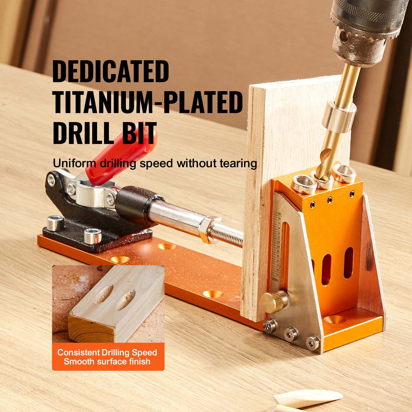 30 Pcs Pocket Hole Jig Kit, Adjustable & Easy to Use Pocket Hole Jig System with Step Drills, Wrenches, Drill Stop Rings, and Square Drive Bits, Dual Scale — image 4