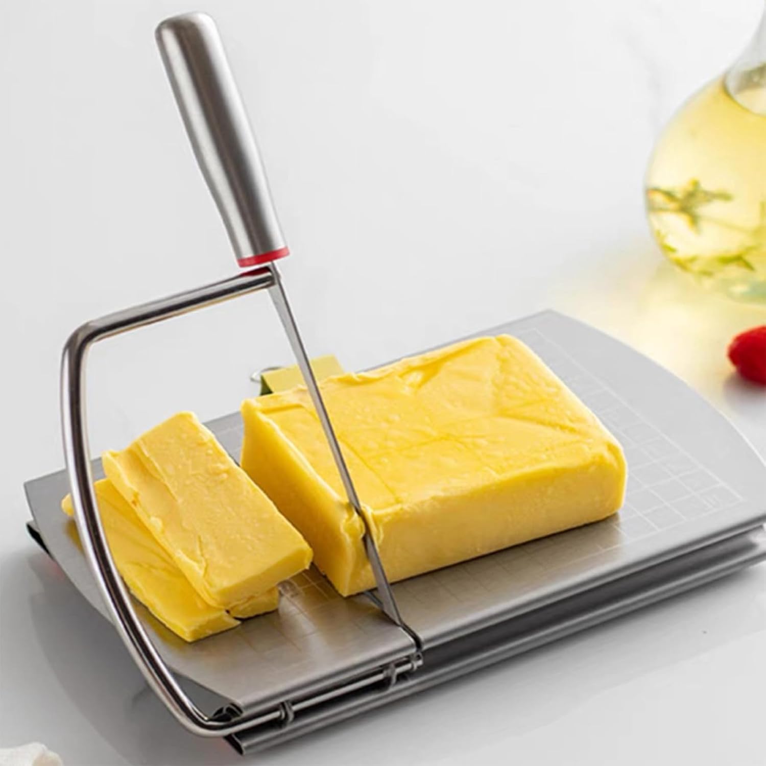 Cheese Cutter - Stainless Steel Blade with Measuring Scale - For Block Cheese and Sausage - Multifunctional Kitchen Aid — image 4