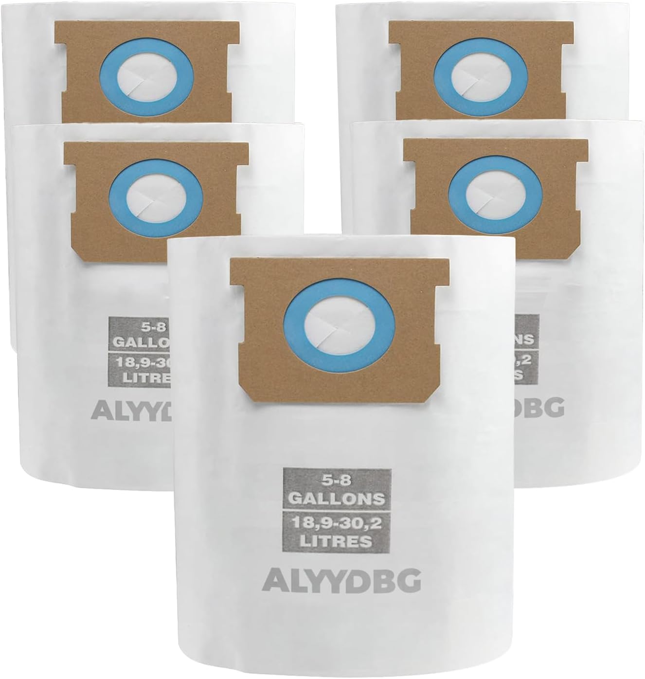 Universal 5-8 Gallon Vac Bags for 2-1/2 Inch Port Canister, Type E 90661 9066166, Type H 90671 9067133; VF2004, VHBS VDBS High- Efficiency Disposable Vacuum
