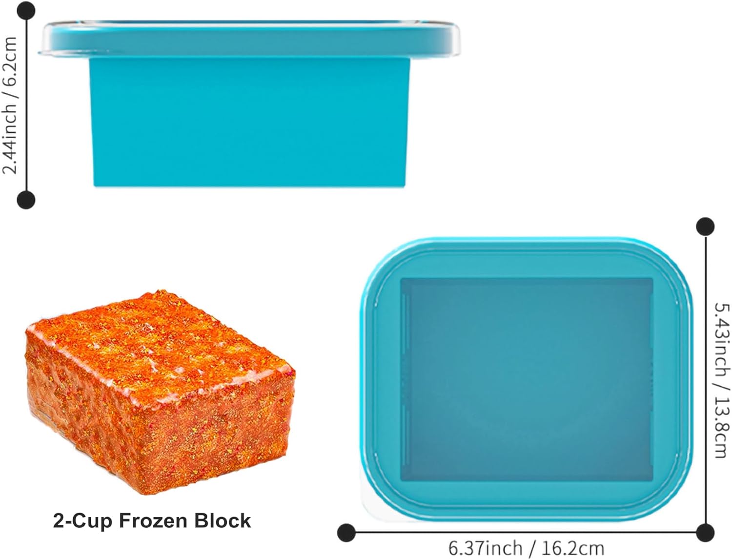 Bangp 2 Cup Silicone Freezer Trays with Lid,2 Pack,Thermally Insulated Containers for Food,Reusable,Soup Freezer Molds,Freeze and Store Soup, Broth, Sauce — image 4