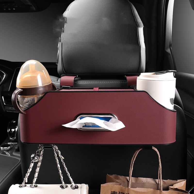 Black Car Seat Back Organizer - Multi-Function Storage Box with Tissue Holder, Cup Holder, and Phone Mount โ image 2