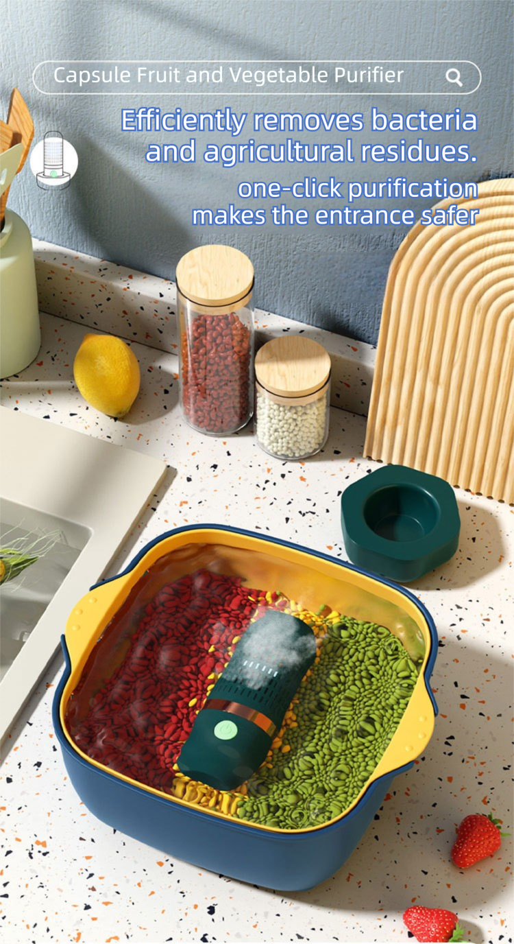 Blue Wireless Capsule Fruit and Vegetable Purifier(16 × 5.4CM) - Portable Food Disinfection & Sterilization Cleaner, 99.9% Bacteria Removal — image 5