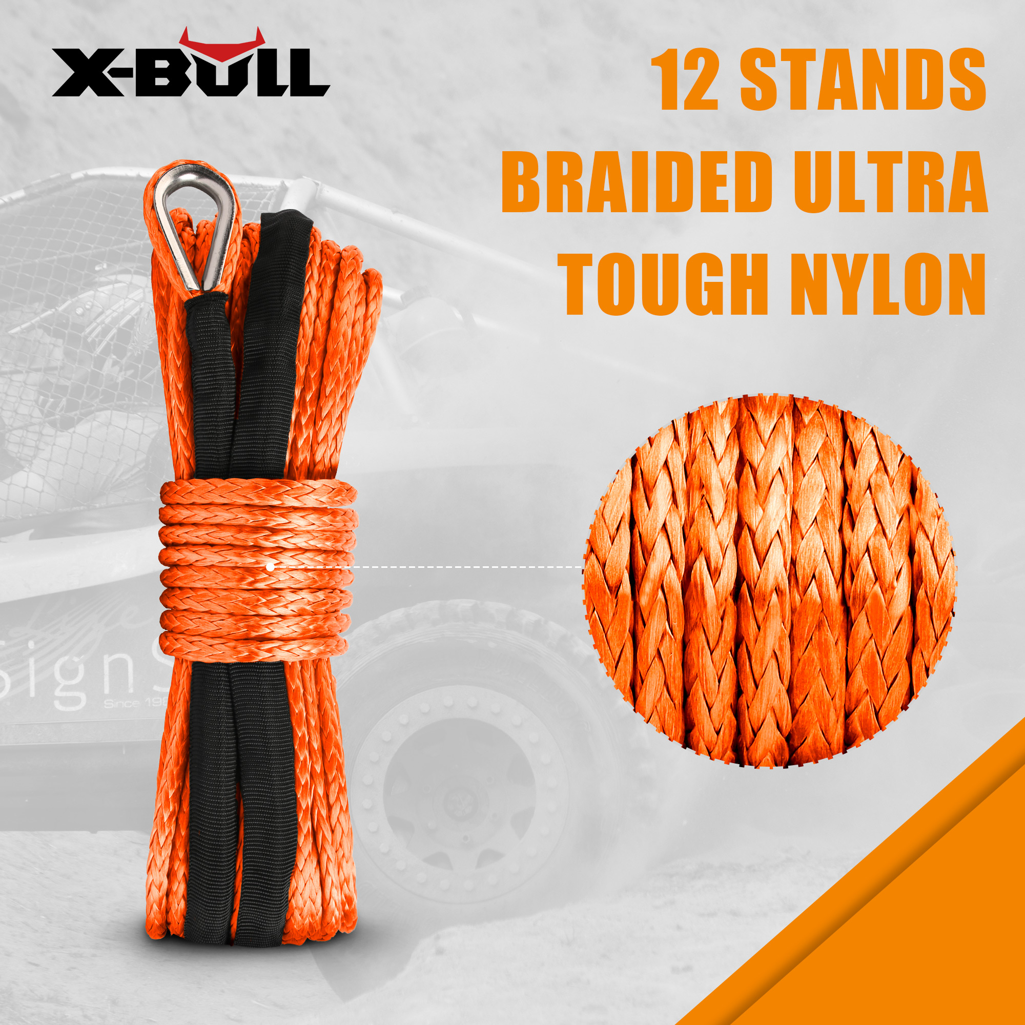 X-BULL Dyneema Synthetic Rope Winch Cable SK75 5.5MM x 13M Car Tow Recovery Strap โ image 5