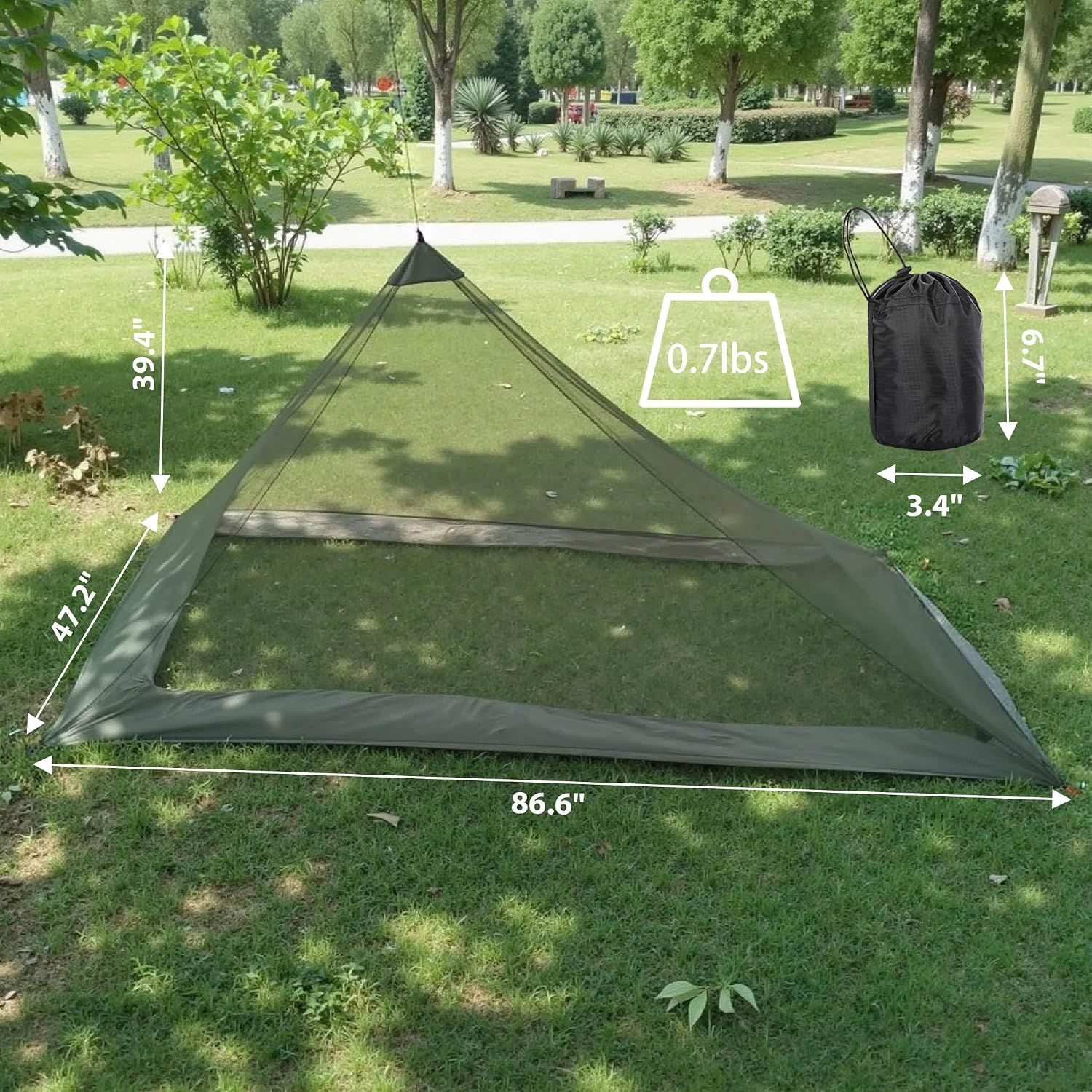Ultralight Camping Mosquito Net, Fine Breathable Mesh Bug Net for Sleeping Bags, Tents, Hiking, Backpacking and Outdoor Sleeping, Green โ image 2
