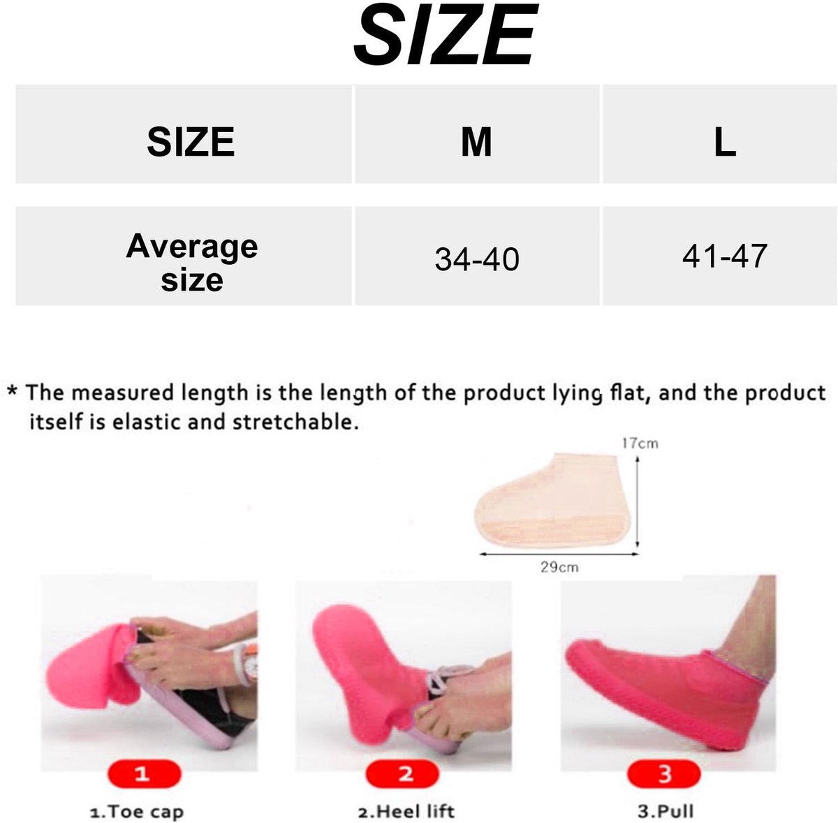 Overshoes - 1 Pair - Waterproof Silicone Overshoes - Reusable, Non-slip, Suitable for Outdoor Activities (Pink - Size M) — image 5