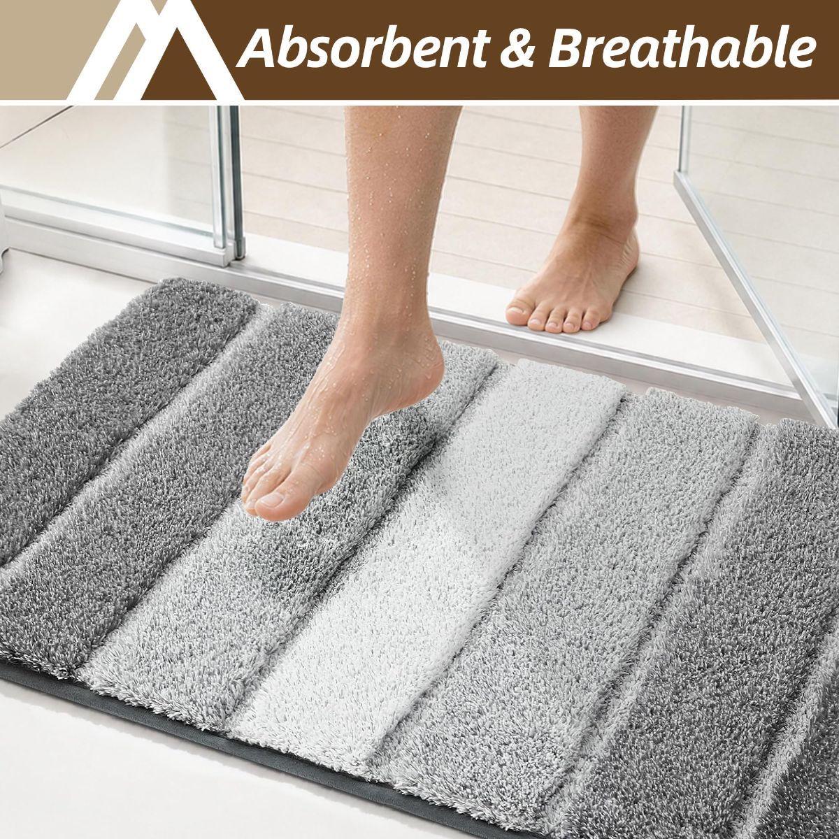 Bathroom Rugs, Ultra Soft Absorbent Bath Mat, Beige | Non-Slip TPR Backing Stays in Place, Machine Washable Bath Rugs Shaggy Rug for Bathroom Floor — image 2