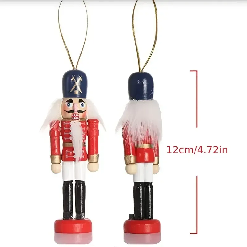 6-Pack 12cm Wooden Christmas Nutcracker Soldier Ornaments | Colorful Military Uniform Designs, Hang or Stand β image 6