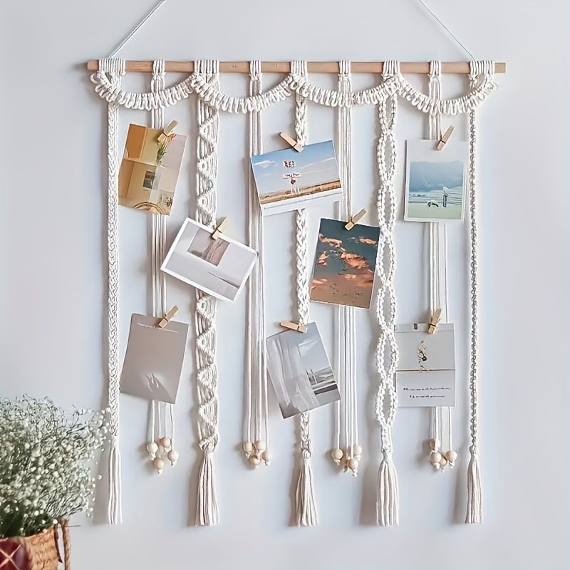 1pc Bohemian Tassel Photo Wall Hanging Clip, Photo Frame Display for Bedroom, Dorm & Living Room Decor with 20 Clips Tassel Photo Wall — image 2