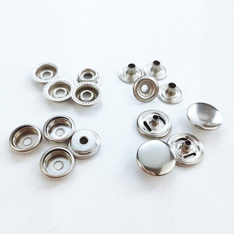 120PCS 15mm Stainless Steel Snap Fasteners Press Studs Cap Button Boat — image 5