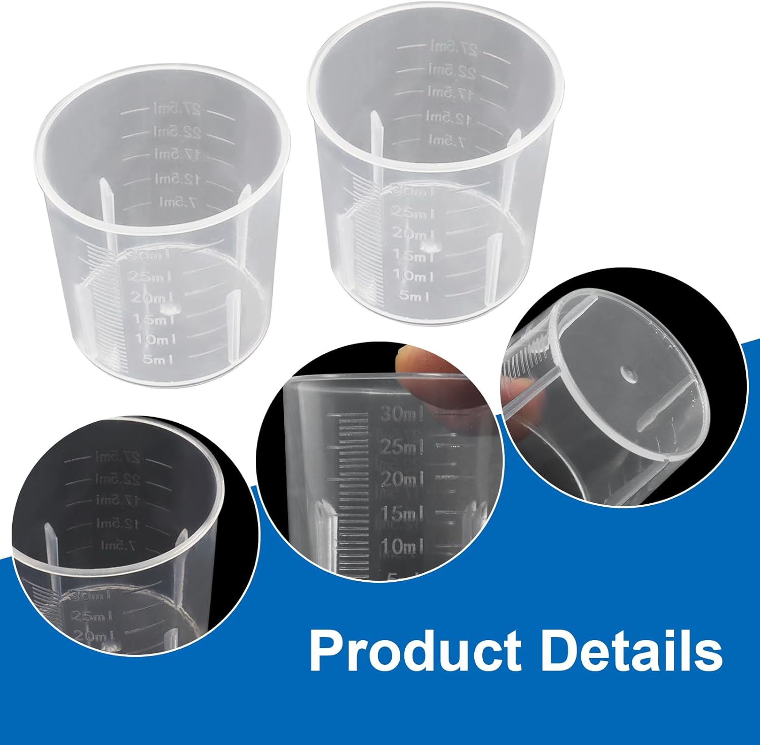 12 Pack 30ml/1.02oz Plastic Measuring Cups, Transparent Kitchen Cups Graduated Medicine Cups, Mini Clear Beakers for Baking Cooking Home Lab — image 5