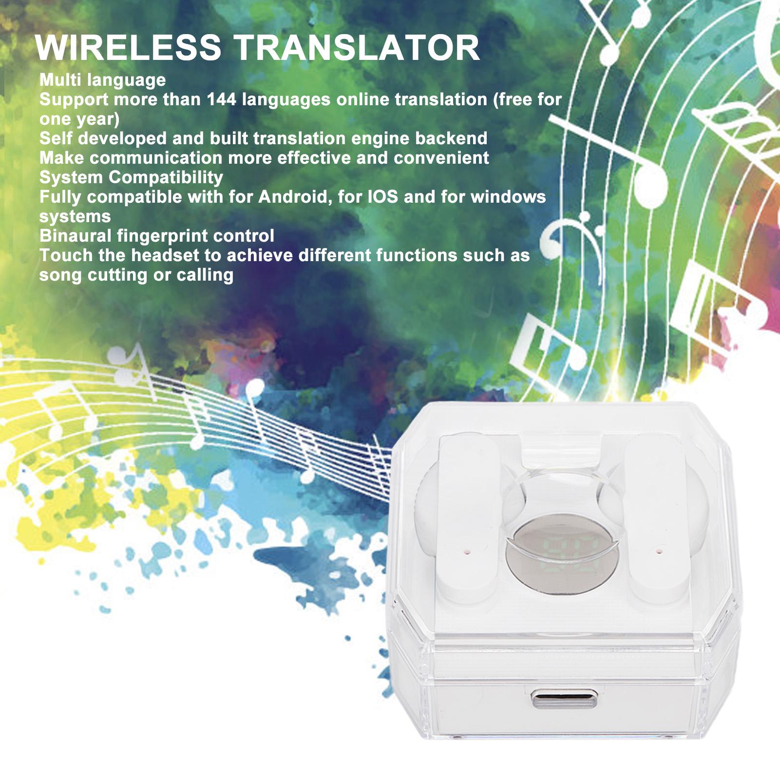 Language Translator Earbuds Bluetooth 5.3 144 Languages Online Translation Translator Earphones for Music and Calling White — image 3