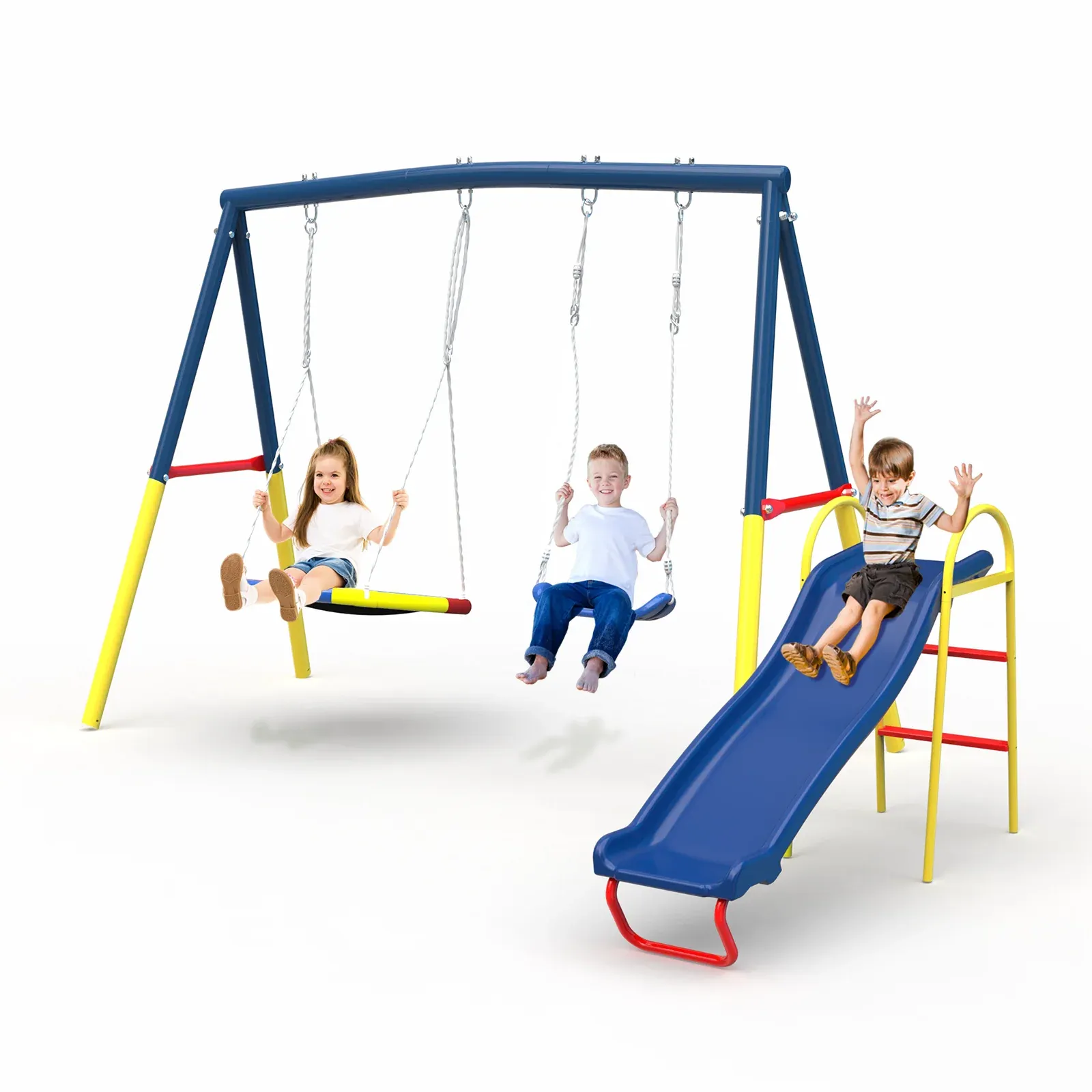 Swing Sets with Kids Slide for Backyard Outdoor, Metal and PE โ image 6