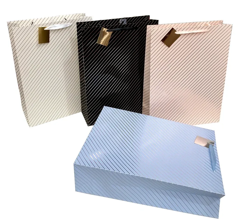 bulk 24 Xlarge Foil Stripe Gift Bag Assort 43cm — image 2