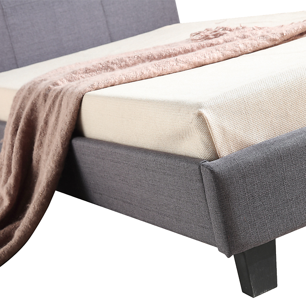 King Single Linen Fabric Bed Frame Grey — image 4