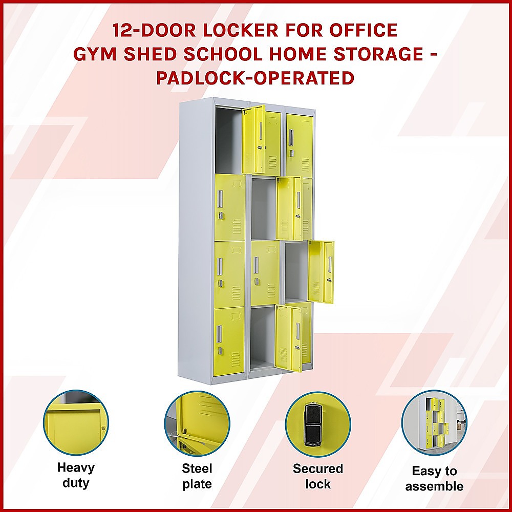 12-Door Locker for Office Gym Shed School Home Storage - Padlock-operated โ image 3