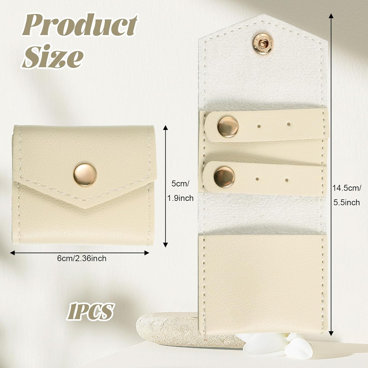 Vin Beauty Mini Travel Jewelry Roll Bag with Buckle, Mini Travel Jewelry Organizer Case, Foldable Multifunctional Small Case, Portable Small Bags Storing